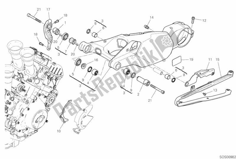 Toutes les pièces pour le Bras Oscillant Arrière du Ducati Superbike Panigale V4 R USA 998 2019